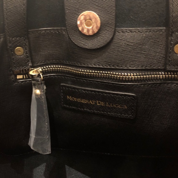 NWT Monserat de Luca Large Black Saffiano Tote Satchel bag - Picture 4 of 5